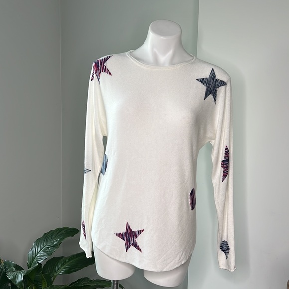 NWT Brit NY Pullover Cashmere blend Sweater stars size XS - Picture 1 of 6